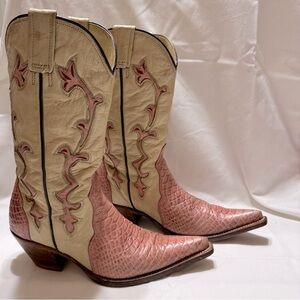 Rockin Leather Ostrich Pink Womens Leather Cowboy Boots Sz 6.5 EE